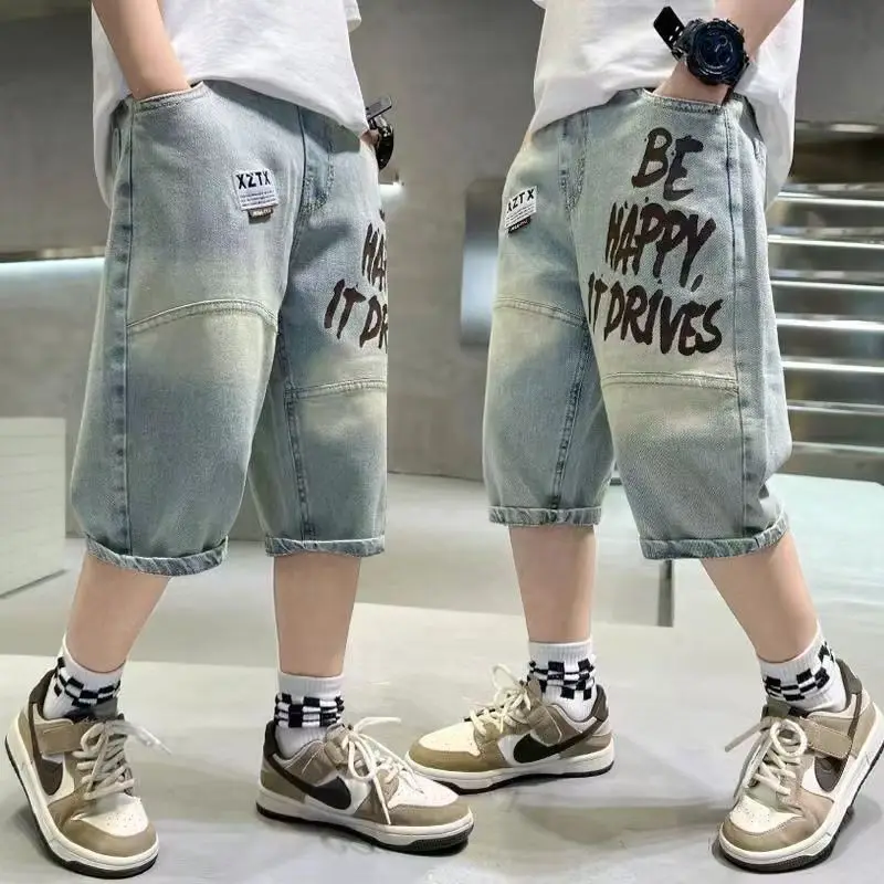 

Children's Clothing Boys' Soft Denim Seven Quarter Shorts Children's Pants 2026 Summer New Handsome Summer Outfit
