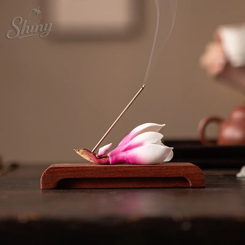 

Ceramic Pinch Flower Magnolia Flower Thread Incense Stick Handmade Zen Incense Burner Home Decorative Ornaments
