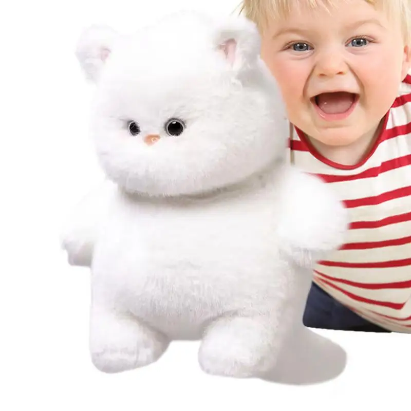 Stuffed White Cat Cute Soft Plush Cat Animals Handmade Soft Plush Animals Rag Doll For Children's Sleeping Partner