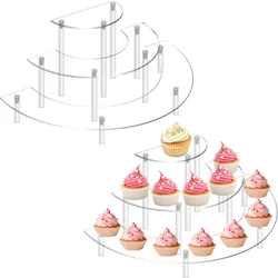 1 Set Acrylic Display Risers 3 Tier Half Moon Shape Food Clear Acrylic Display For Stand Wedding Food Desserts Cosmetics Party