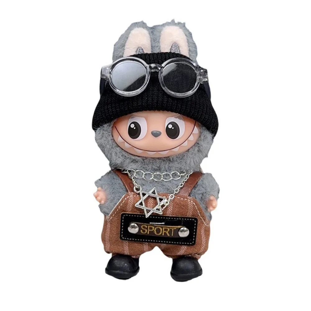

For 10cm Labubu 4.0 Doll Clothes Set Cute Hat Glasses Dress Up Dolls Accessories Sitting Party Christmas Birthday Gift Toys