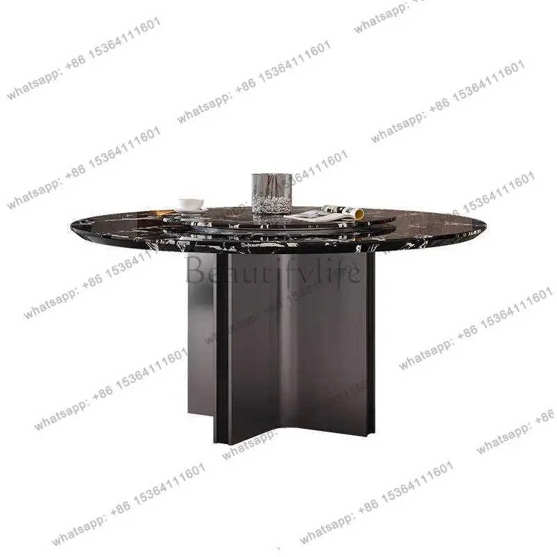 

Italian minimalist round dining table household light luxury modern simplicity