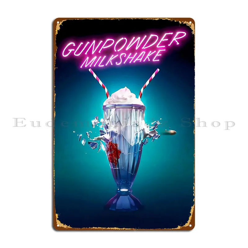 Gunpowder Milkshake Poster Metal Plaque Poster Wall Decor Create Designing Funny Kitchen Tin Sign Poster