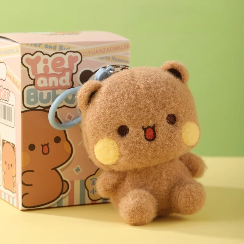 12 سنتيمتر حقيقية الباندا Bubu و Yier رائعتين الدببة الضخمة قلادة لطيف لينة على ظهره معلقة المفاتيح تحصيل لعبة هدية عيد ميلاد