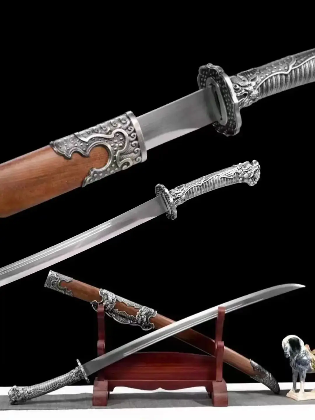 Chinese Brotherhood Battle Sword,Flood Dragon,Real High Performance Manganese Steel Blade,Top Wenge Sheath,Metal Handle,Unsharp