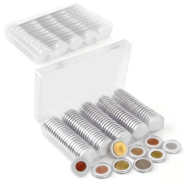 100pcs 30mm Transparent Coin Cases Coins Storage Capsules Protection Box Container Holder Coin Collecting Box Case Collect