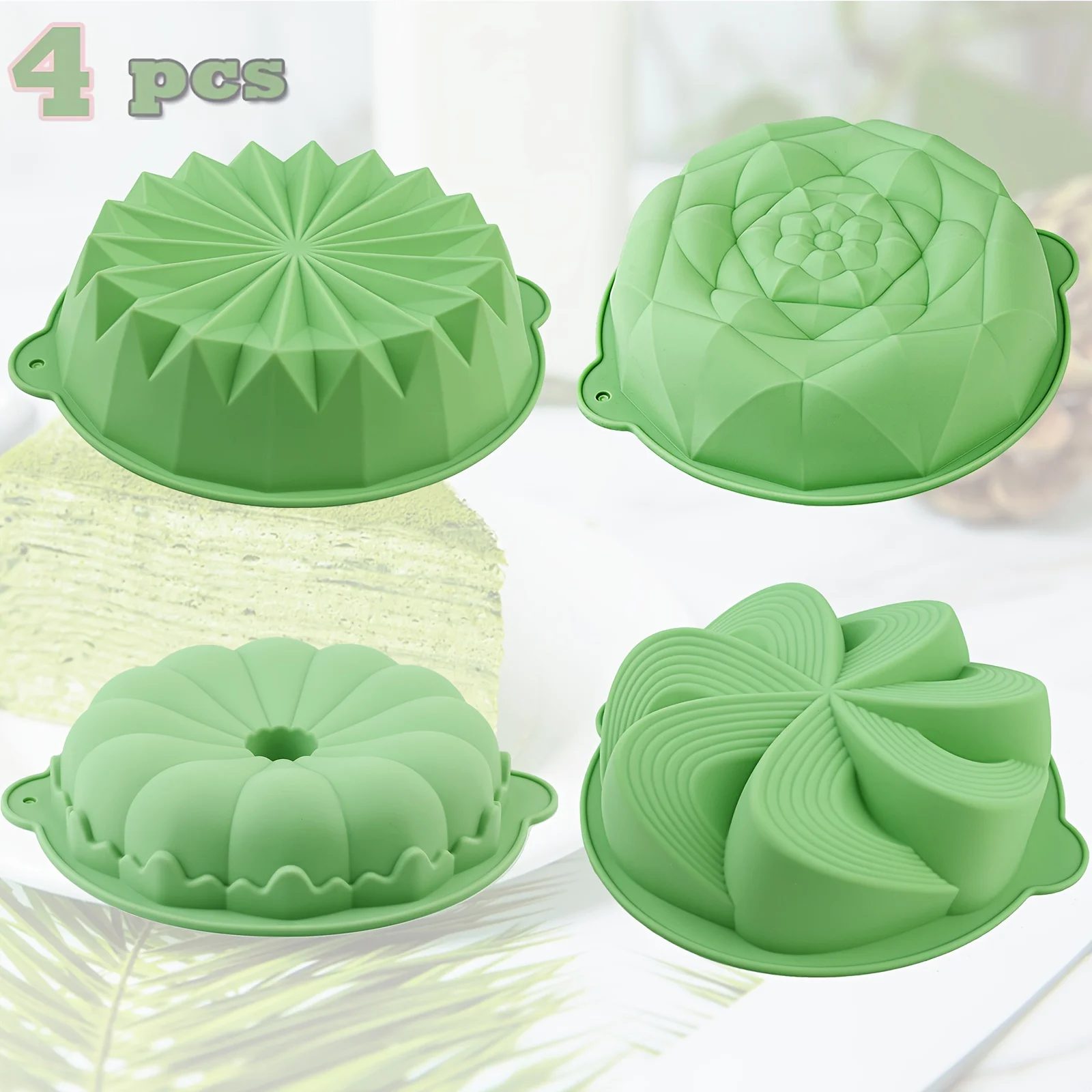 4-Piece Flower-Shaped Silicone Cake Molds, Non-Stick Silicone Cake Molds, Suitable for Jelly, Cakes, Cheesecakes, Brownie Tarts, Charlotte Cakes, Chocolate Cakes, Etc., the Best Choice for Beginners DIY Cakes, a Must-Have Baking Kitchen Accessory