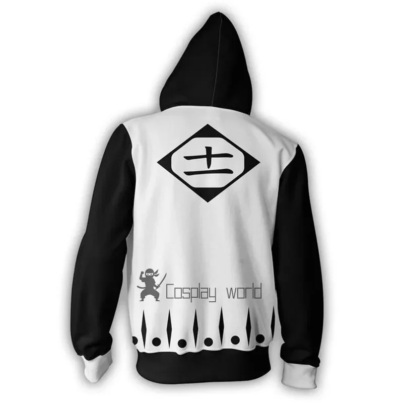 Anime Zaraki Kenpachi Cosplay Jacket Party Costume Print 3D School Uniforms Men Zipper Hoodie Thin Polyester Casual Fashion Coat