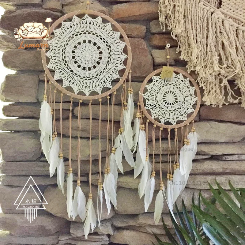 Girl's heart pendant dream catcher handmade feather pendant large tapestry photography background wall painting wall carpet