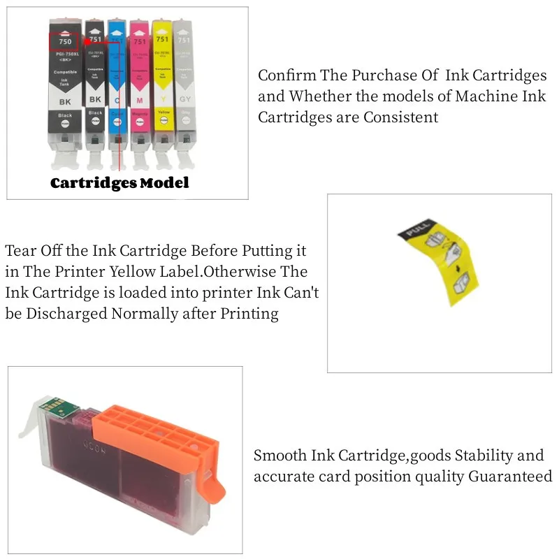 15ml Ink Cartridge Compatible For Canon 750 751 For CANON PGI750 IX6870 ip7270 MX727 MX927 Printer