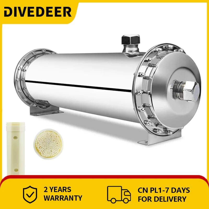 

DIVEDEER 3000L Water Purifier 304 Stainless Steel PVDF Ultra Filtration Purifier with Washable Cartridge Kitchen Water Purifier