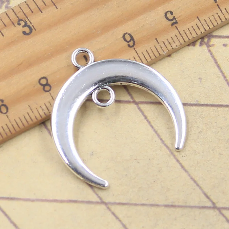 10pcs Charms Moon Link 28x28mm Antique Silver Color Pendants Making DIY Handmade Tibetan Finding Jewelry