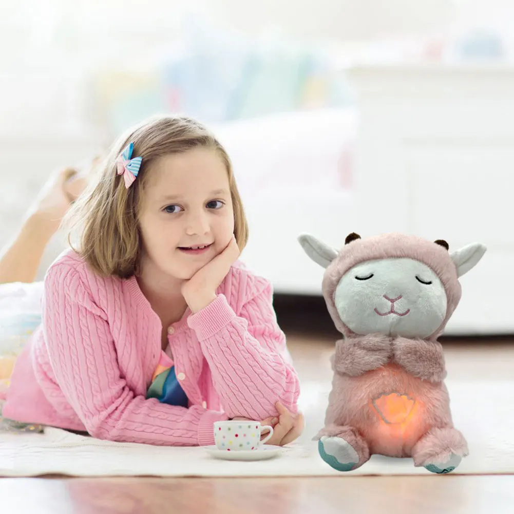 Urocza maszyna dźwiękowa dla niemowląt z motywem zwierząt, muzyką, światłami, rytmicznym oddychaniem, muzyczna zabawka do spania dla noworodków.