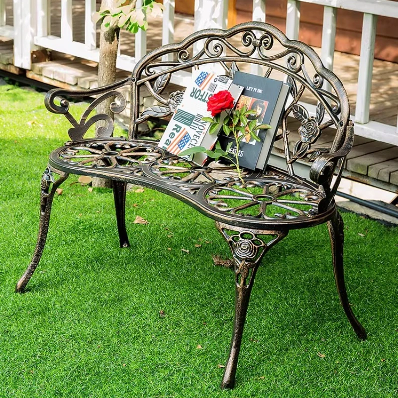 

Park Chair Outdoor Bench Leisure Sunscreen Rust Protection Cast Aluminum Seat Courtyard Garden Outdoor European Balcony Double