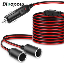 Bloopow 1.8M 16AWG Cigarette Lighter Extension Cord Cable 1 to 2 DC 12V  Cigarette Lighter Power Charger Port Splitter Adapter
