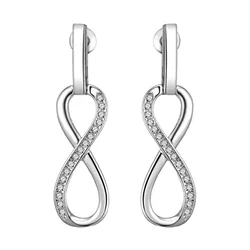 Romantic Female Earrings 925 Sterling Silver Love Eternal Infinity Earrings for Women Symbol 8 Shaped Twisted Long Ear Jewelry