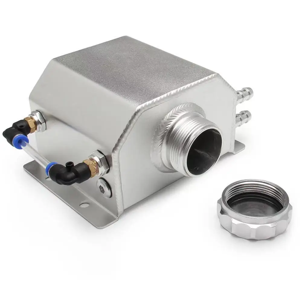

Universal Silver 1L 2L Alloy Engine Oil Fuel Gas Catch Can Breather Tank Bottle Coolant Radiator Overflow Tank