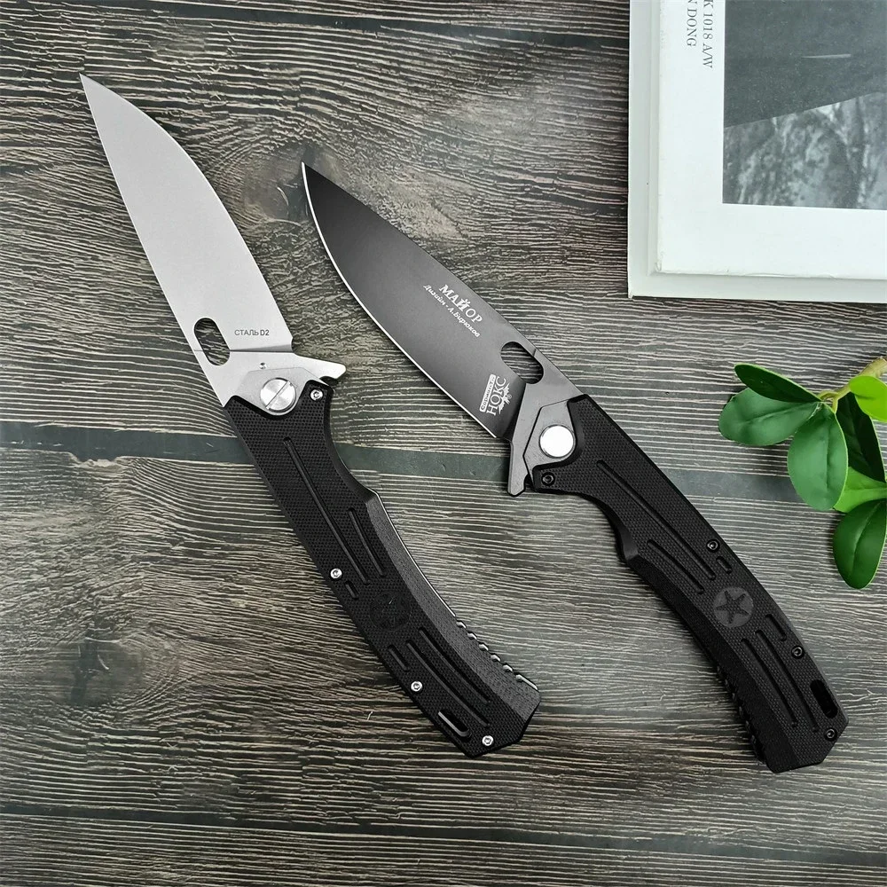 Folding Pocket Knife Russian HOKC Flipper D2 Drop Point Blade G10 Handle Hunting Knife Sharp Self Defense Survival Portable Tool