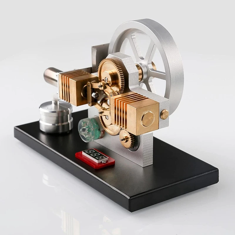 Stirling Engine Model With LED Light And Voltmeter,Horizontally Opposed Diamond Structure Gear Drive Stirling Model Kits