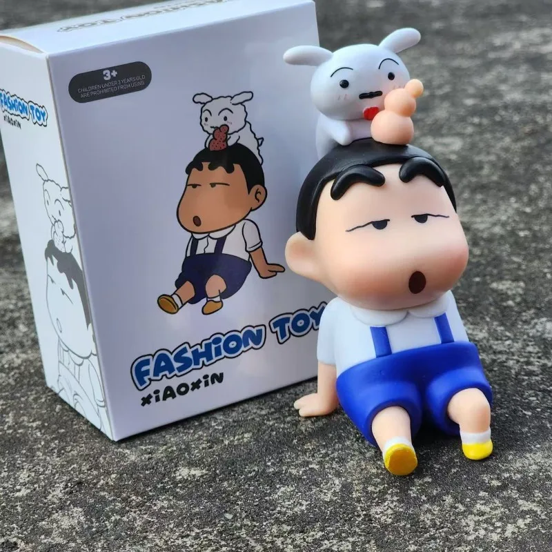 

10CM Crayon Shin-chan with Nohara Shiro Bee Drinking Anime Action Figure Toys Handmade Car Desktop Decoration Birthday Present