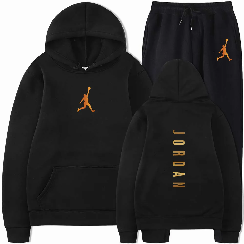 Tracksuit Sets Men\'s Casual Fleece Warm Hoodies Pants 2PCS Mens Long Sleeve Sport Suit Male Pullover Hoodies Sports Clothing