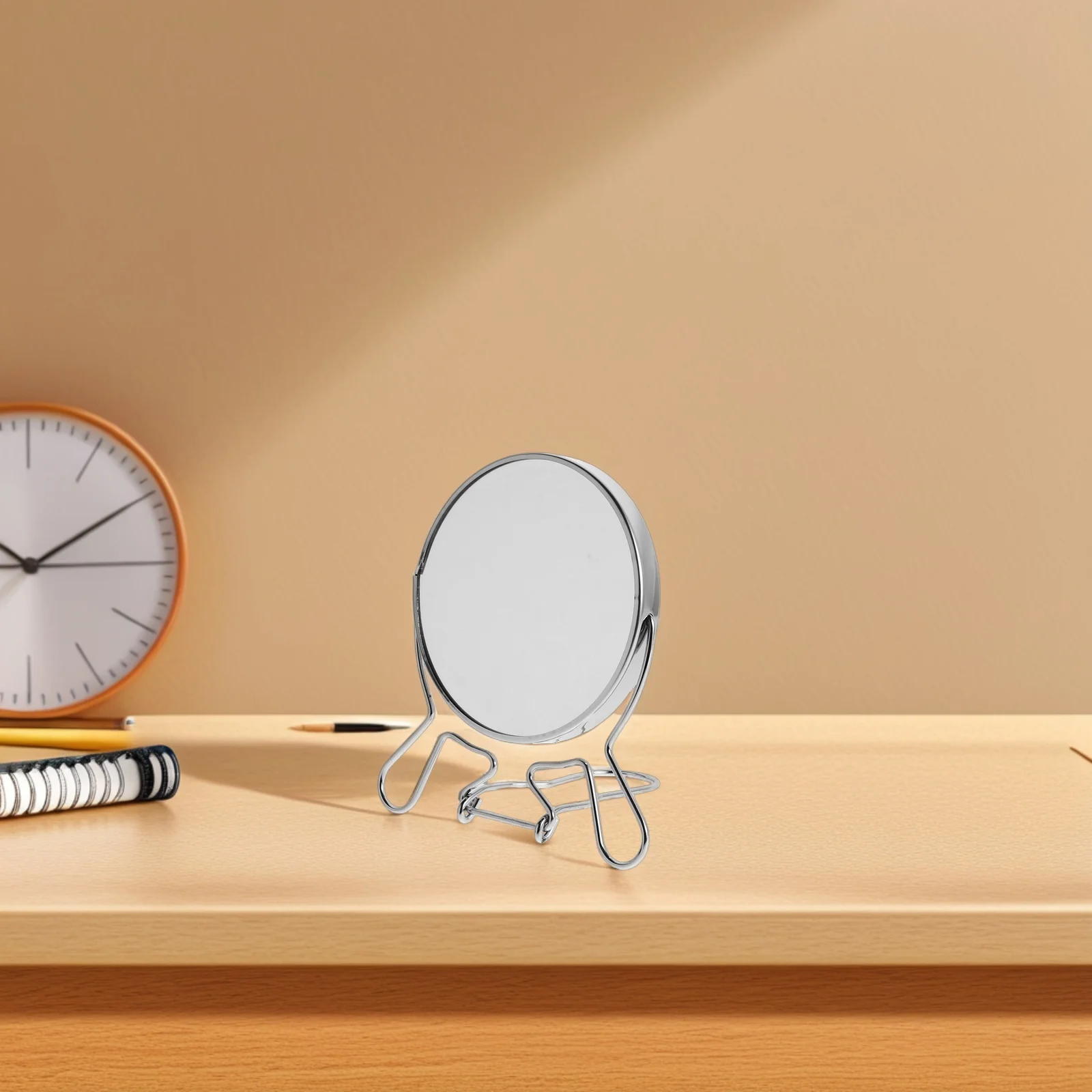 Vanity Mirror Double Sided Creative Makeup Countertop Rotatable Dorm Desk Aluminum