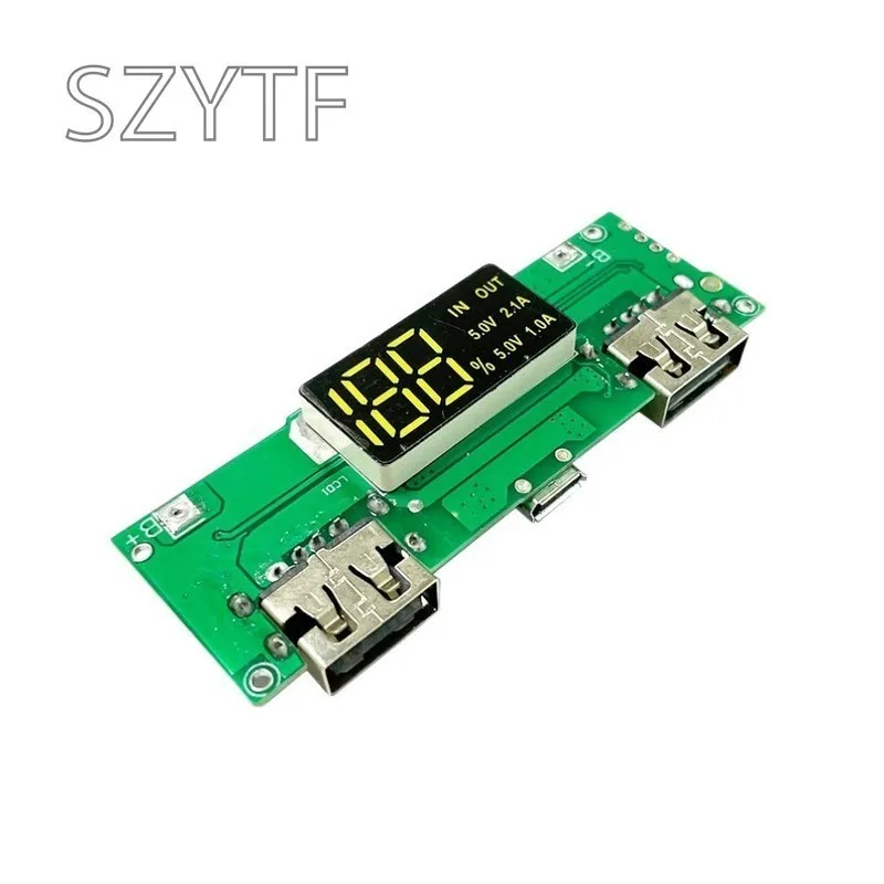 Lithium Battery Charger Board LED Dual USB 5V 2.4A Micro or Type-C USB Mobile Power Bank 18650 Charging Module