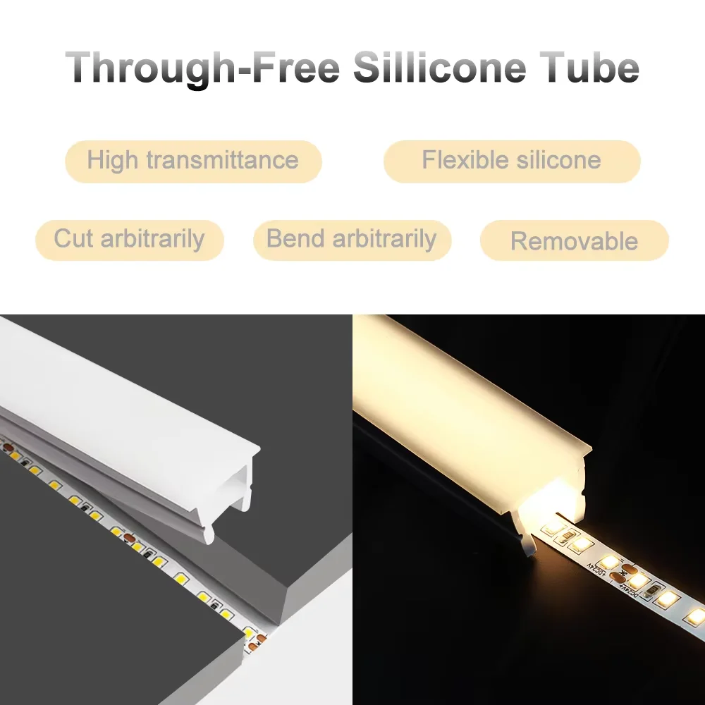 Neon Sign Silica Gel Covering Tube Recessed Flexible Silicone IP67 Waterproof for WS2811 WS2812B 5050 2835 COB Led Strip Light