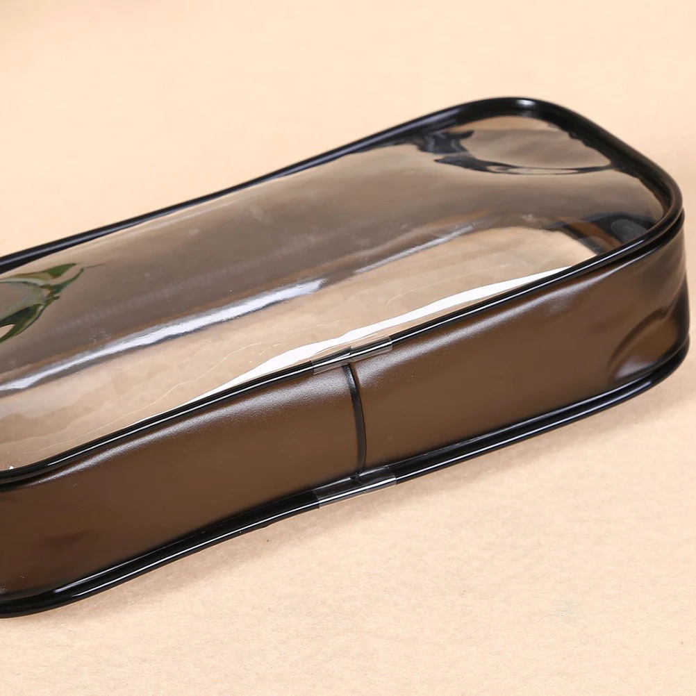 

2 Pcs PVC Pencil Pouches Transparent Fashion Pencil Cases Student Stationery Storage Bags (White + Black)