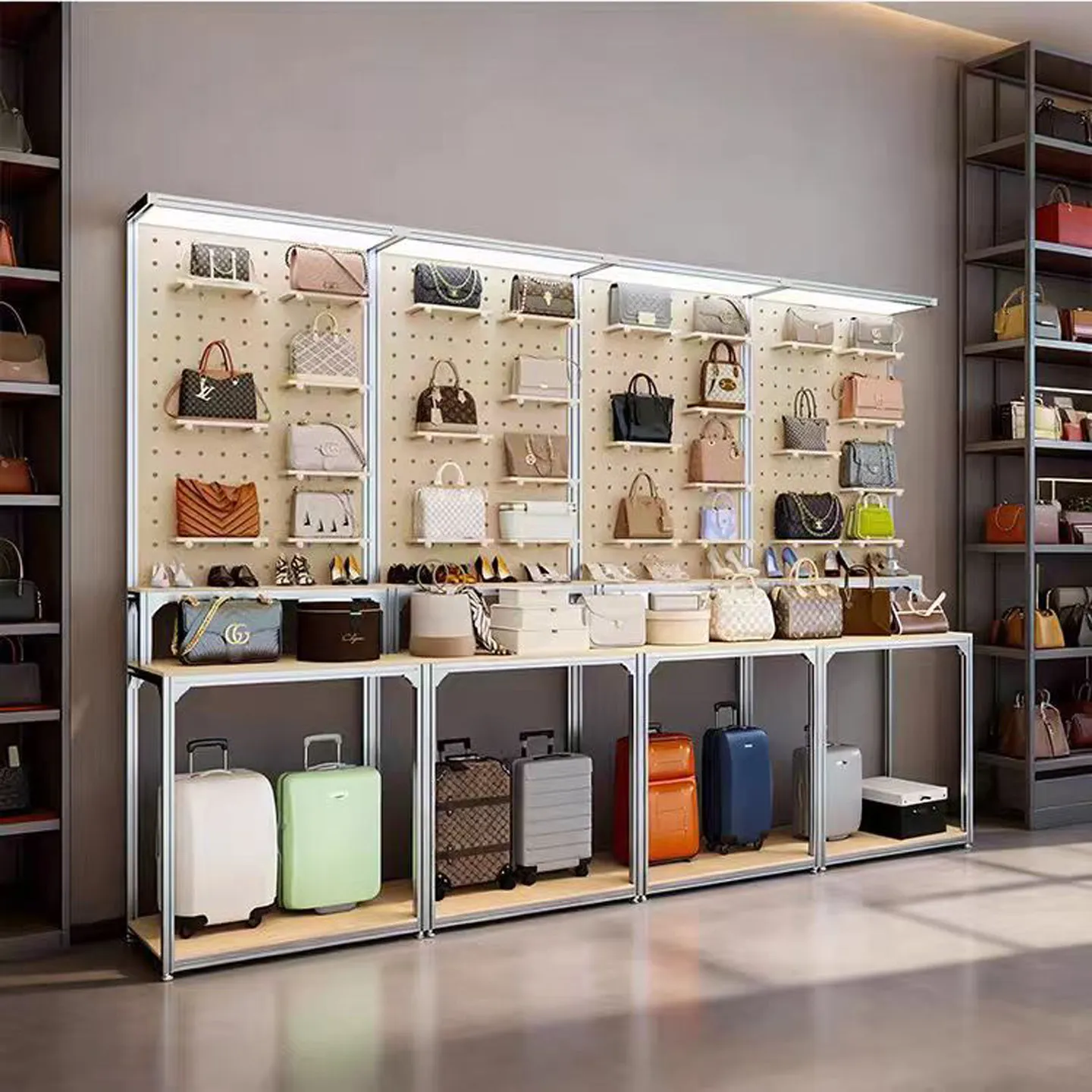 Aluminum Profile Ocean Panel Jewelry Display Cabinet Product Display Cabinet Hole Panel Shelf Commercial Shelf Display Shelf