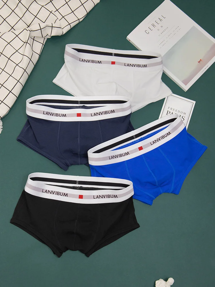 3pcs/lot men\'s cotton underwear low waist sexy seamless boxer shorts breathable cotton boxers