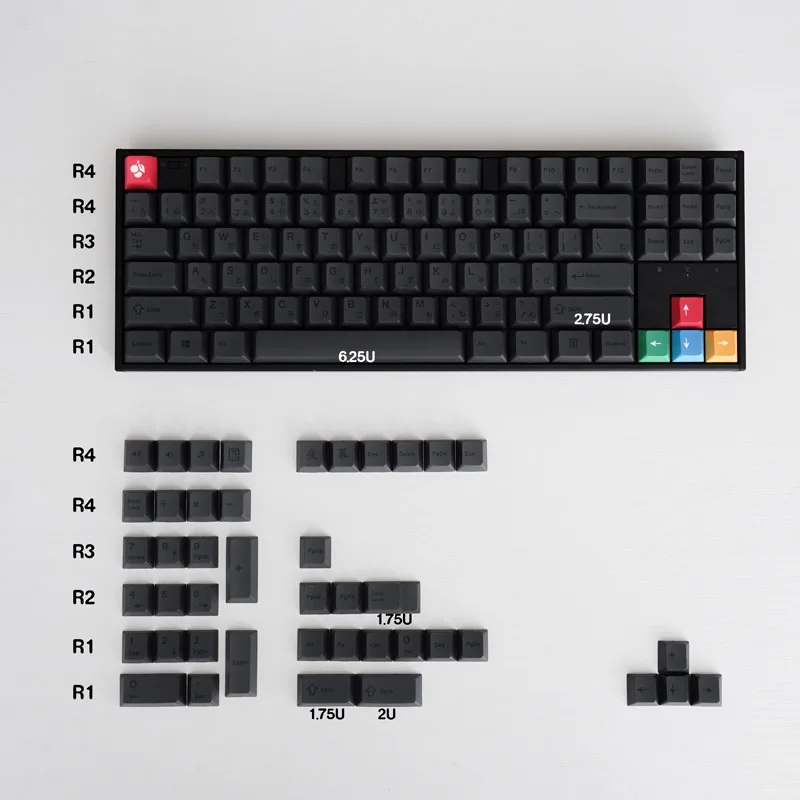 144 キー GMK クローンダークキーキャップミニマルブラック PBT 染料