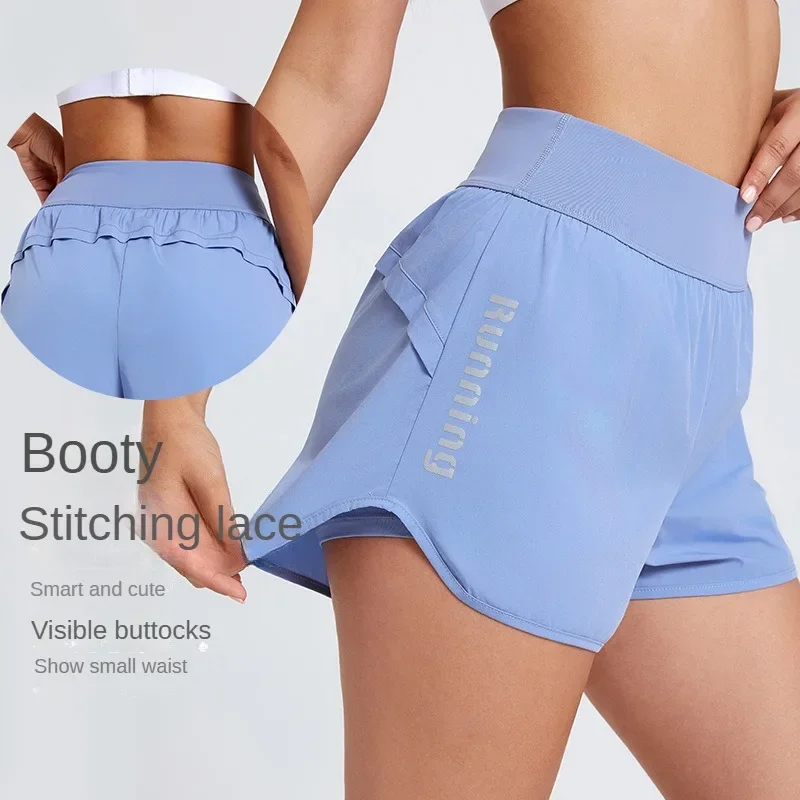 Shorts casuais soltos para mulheres, roupas de ioga anti-luz, fitness e corrida