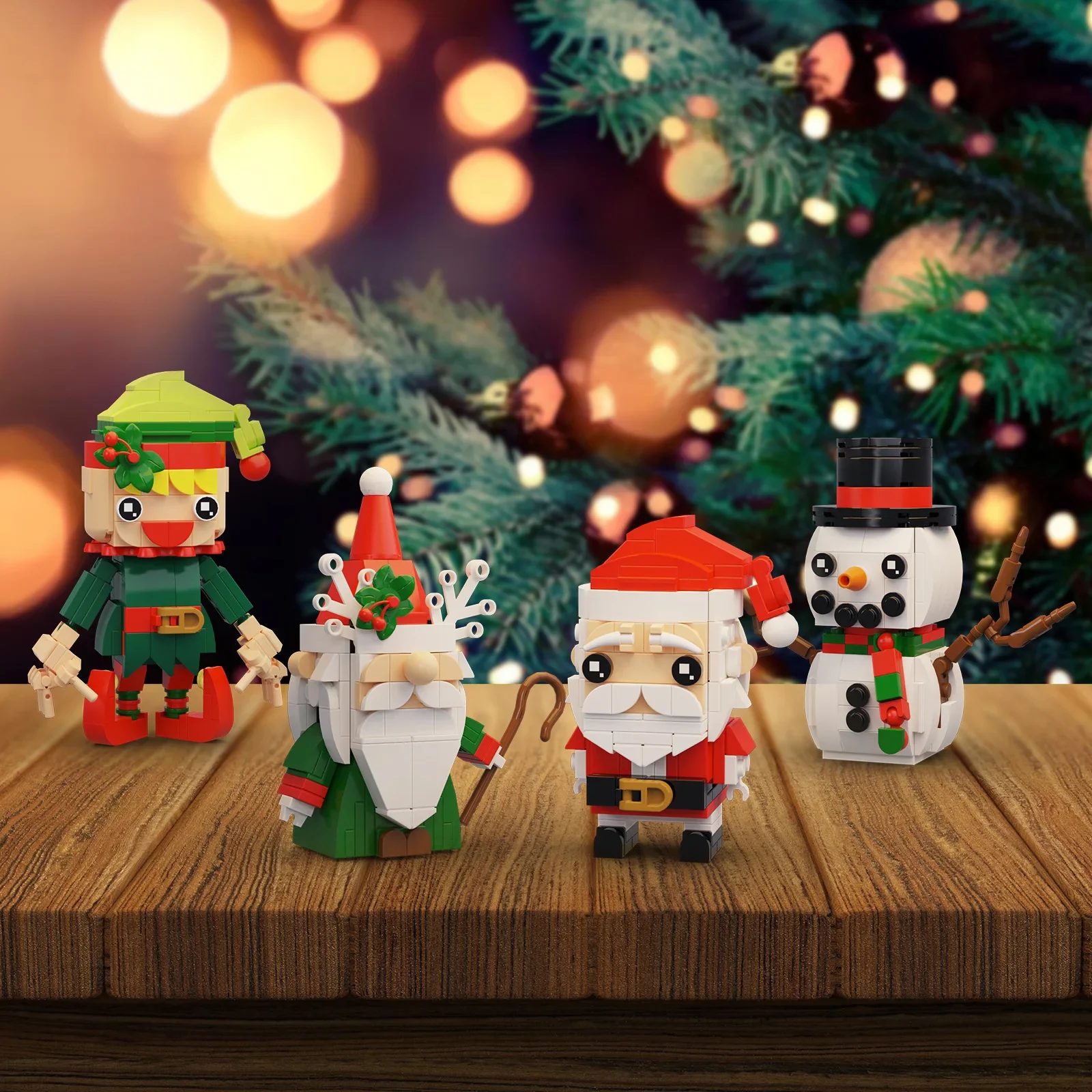 

MOC Santa Claus Pinocchioed Snowman Doll Building Blocks Set 4in1 Christmas Assembly Model DIY Kids Puzzle Toys Birthday Gift