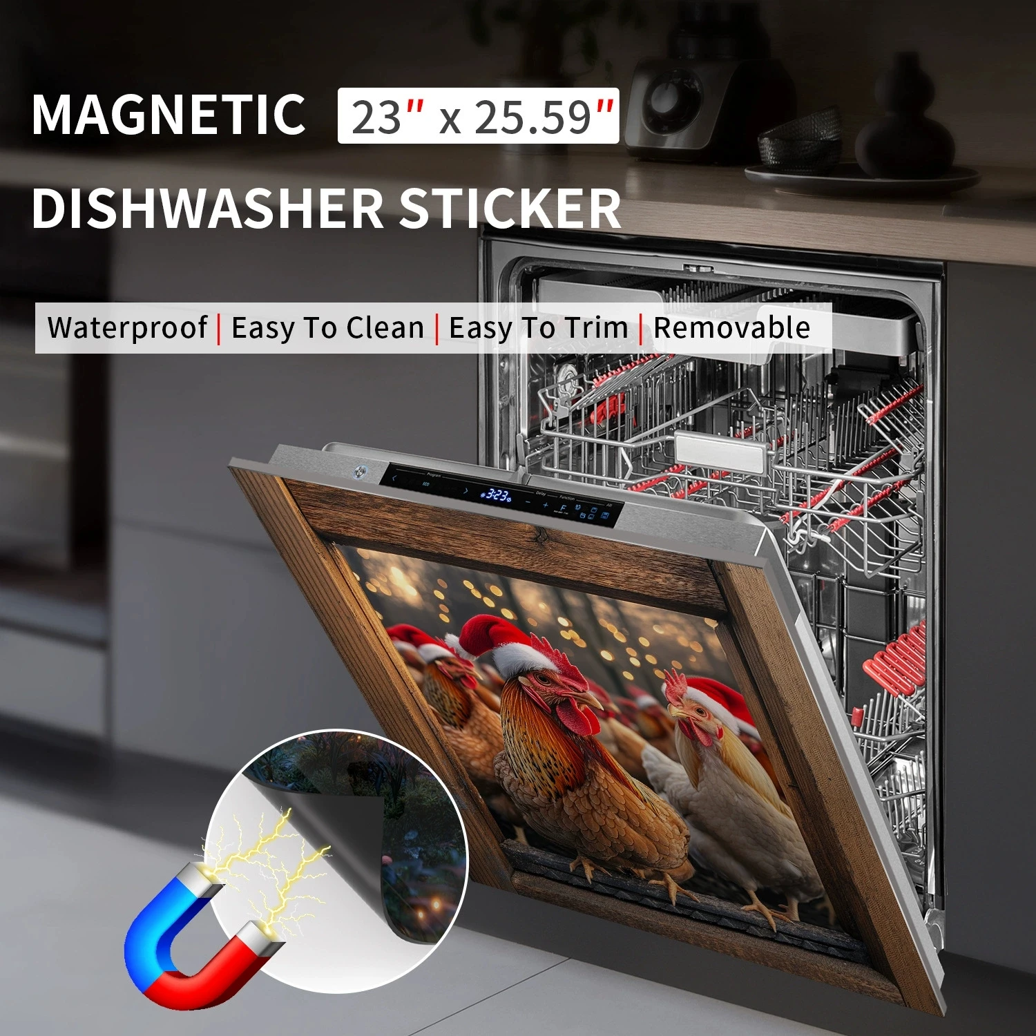 Glowing Mushroom Funny Cock Cat Dishwasher Portable Dishwasher Magnet Sticker for Kitchen Washing Machine Renovation Decal Home