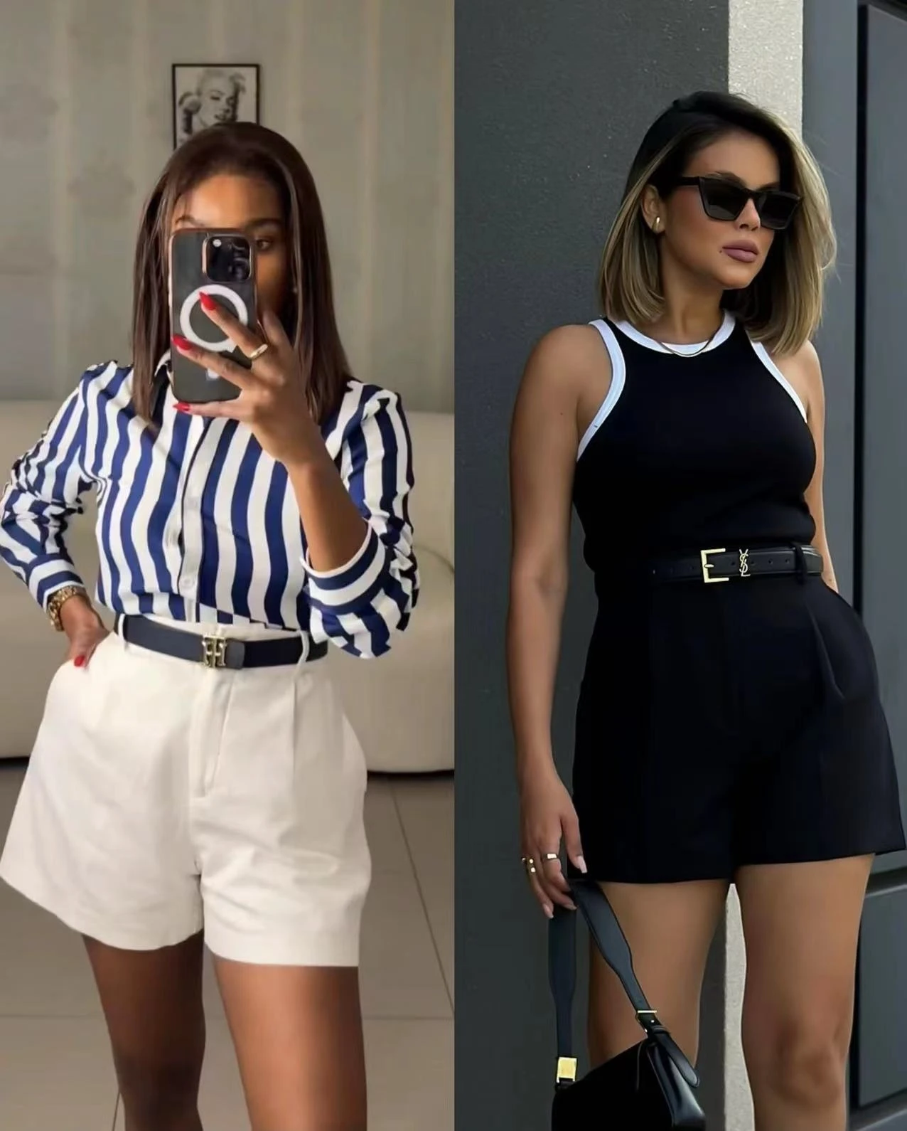 High Waist Casual Shorts Versatile Workwear Style Polyester Fiber Pure Color Ladies Fashion Spring Season Three-quarter Length