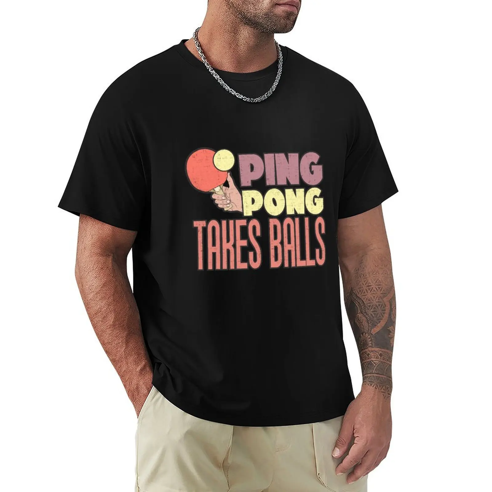 PING PONG Takes Balls T-Shirt Casual Holiday Short Sleeve Tee