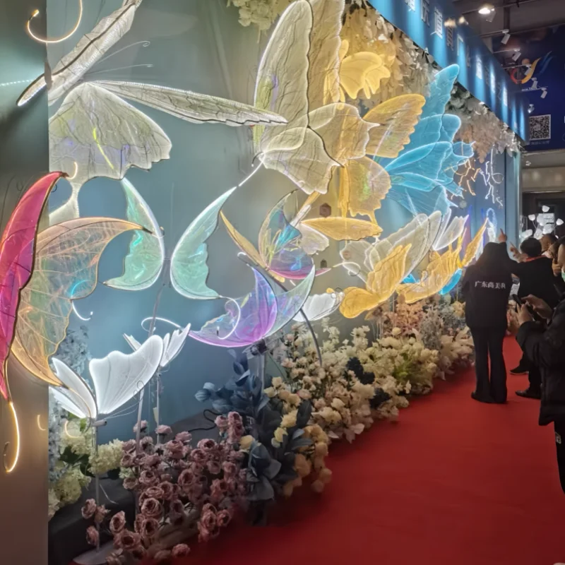 Lámpara LED de encaje azul para decoración de bodas, lámparas de mariposa creativas románticas, pasarela de carga de carretera, luces de escenario de fiesta