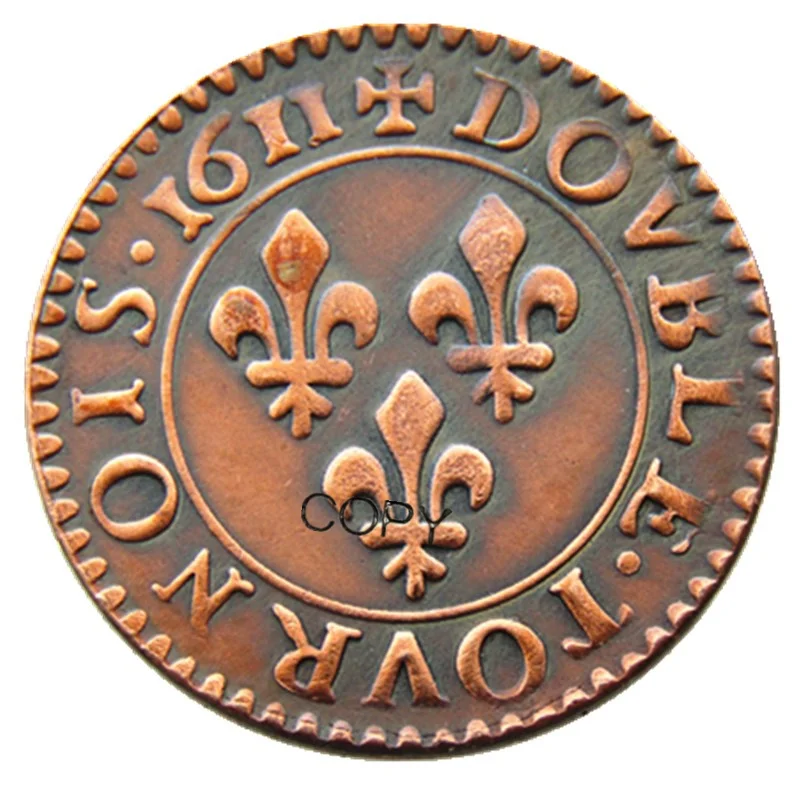 France 1611 Denier Tournois - Louis XIII 100% Copper Copy Coins