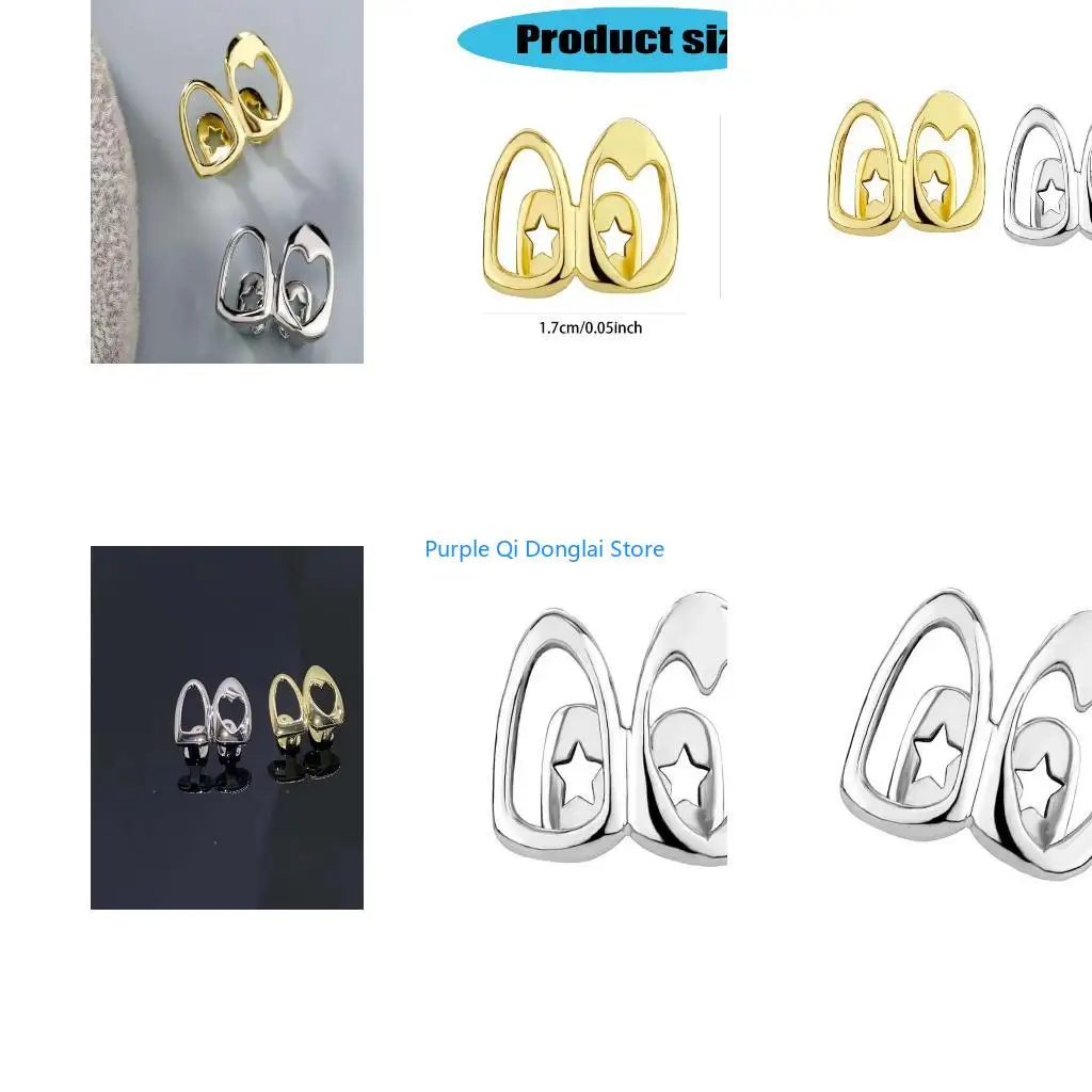 L21E Fashionable Copper Tone Hollow Heart Grills Decoration for Trendsetters