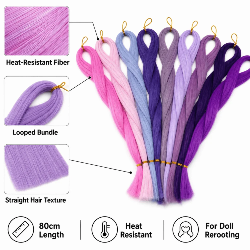 Heat-Resistant Fiber Doll Hair Rooting 80cm Smooth Straight Heat-Resistant Fiber Doll Hair Heat-resistant for BJD SD Doll