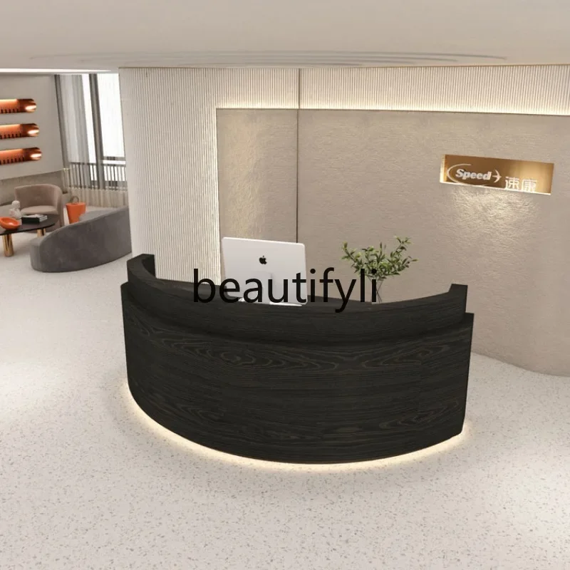 zzqCurvo Negozio di abbigliamento Bancone cassiere Luce Banco reception aziendale in stile lusso Reception del salone di bellezza Personalizzazione bianca