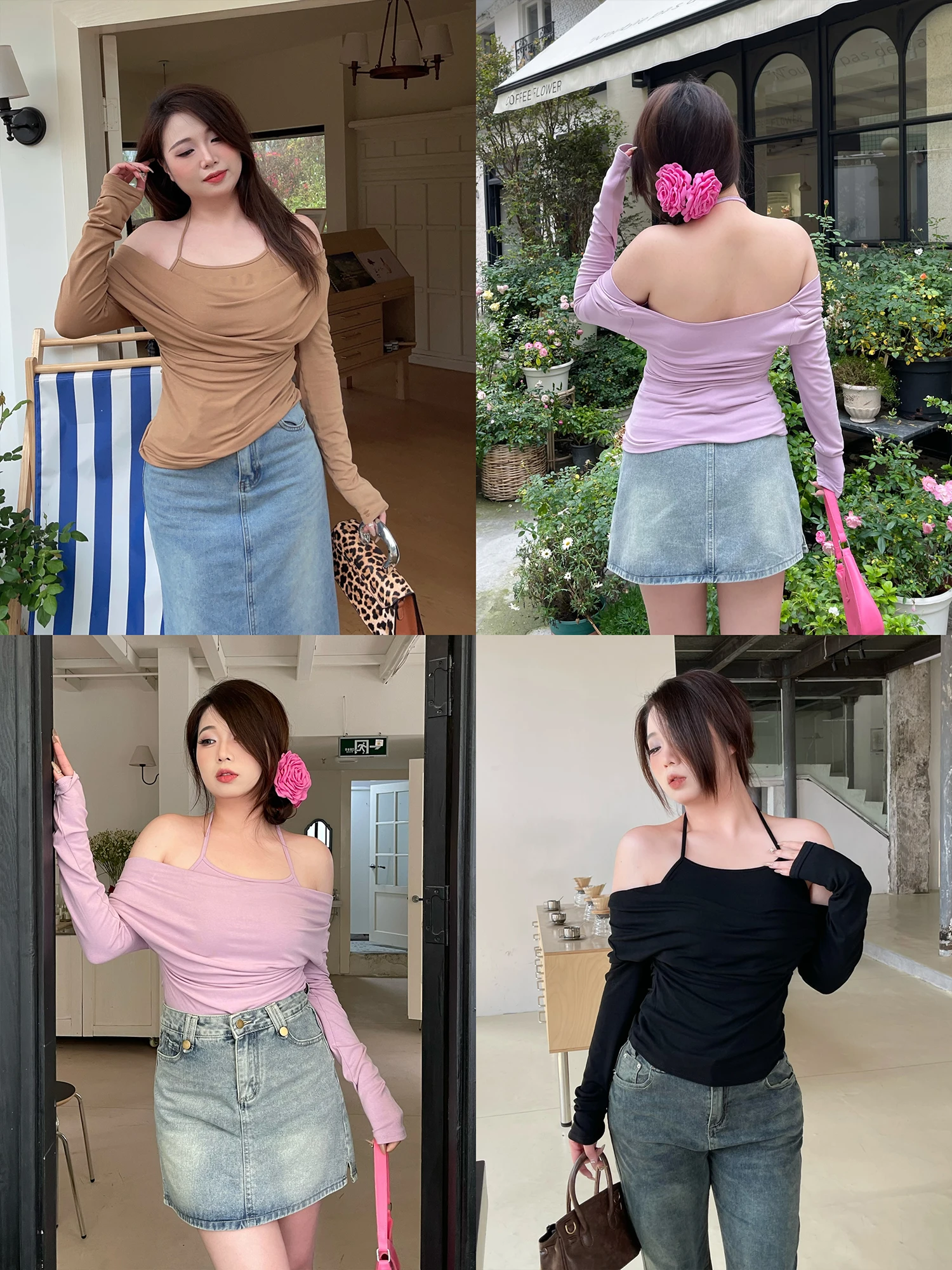 

Летний топ для женщин больших размеров: облегающий, с эффектом двухслойности, однотонный, в уличном стиле, с длинными рукавами