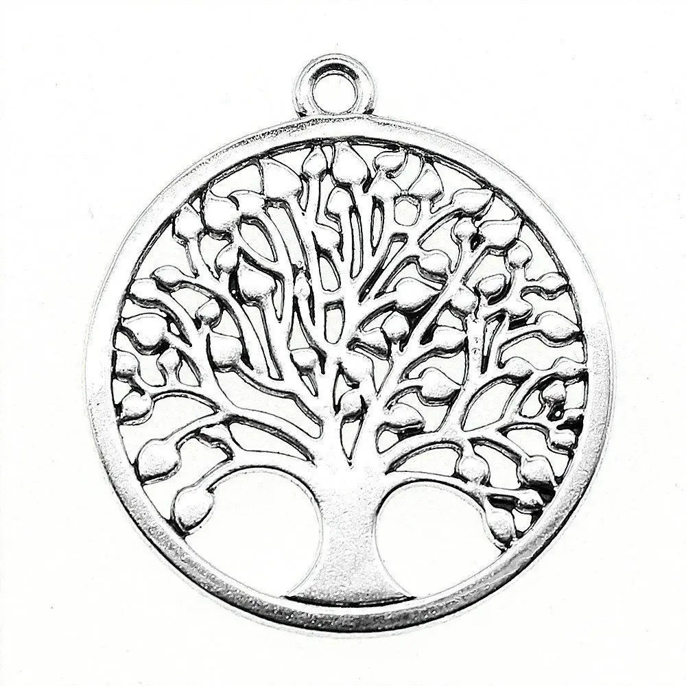 Pendant New Round Tree Of Life Charms Jewelry Making 38x34mm 2pcs