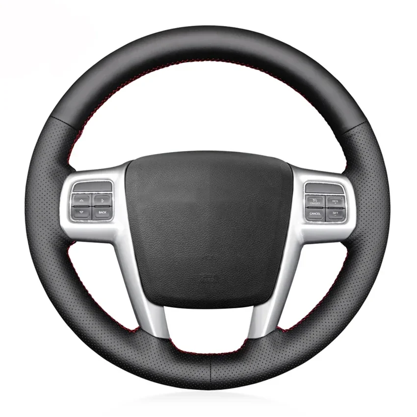 Black Faux Leather Car Steering Wheel Cover for Chrysler 300C 200 Grand Voyager 2010-2014 Lancia Flavia 2010-2018