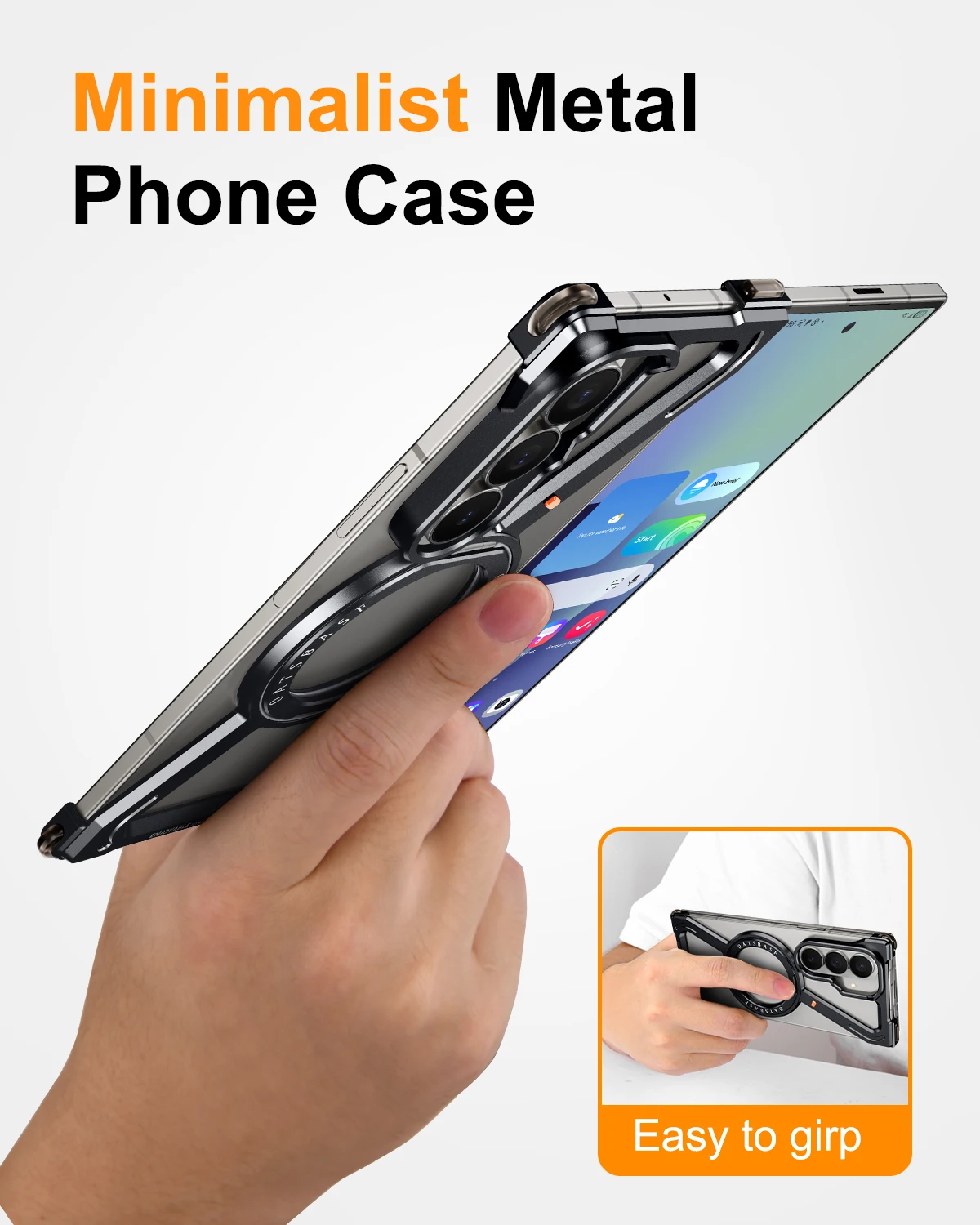 Oatsbasf Z Etui na Samsung Galaxy Z Fold 7, etui bumper z ochroną 360 stopni °   Obrotowy, magnetyczny, metalowy stojak, minimalistyczna obudowa bez ramki — zdjęcie produktu 4