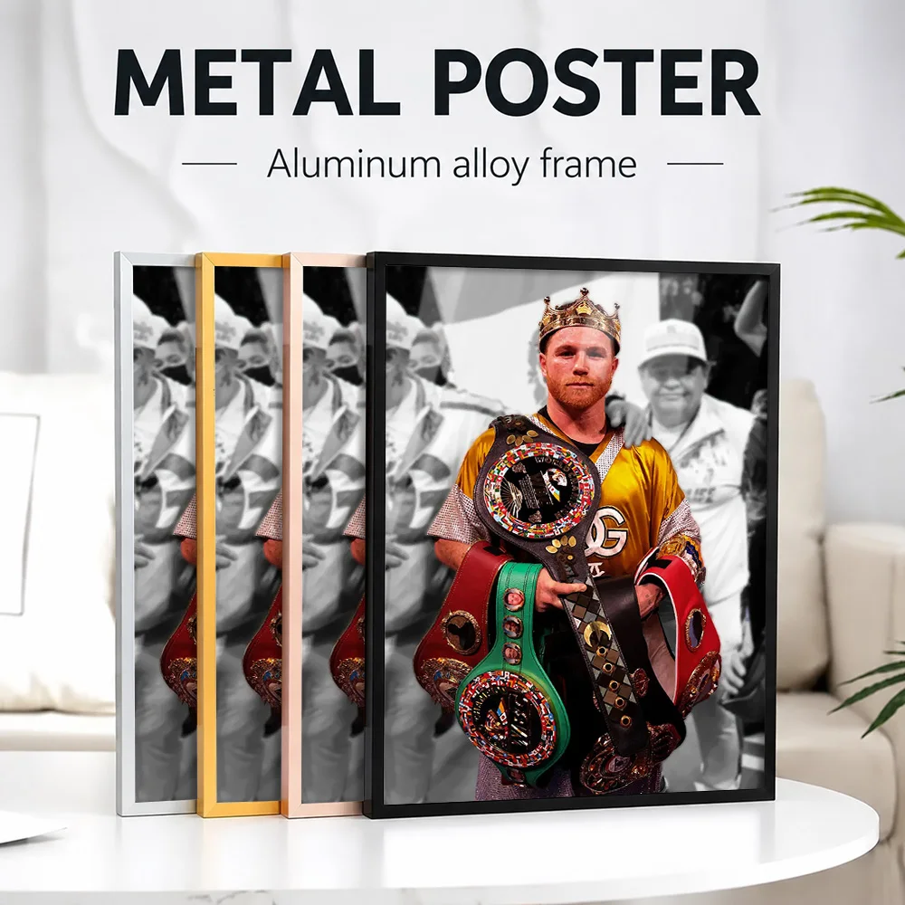 Canelo Alvarez Framed Metal Print Customized Photo Dynamic Athletic Style Wall Art For Living Room And Bedroom Boxing Fan Gift