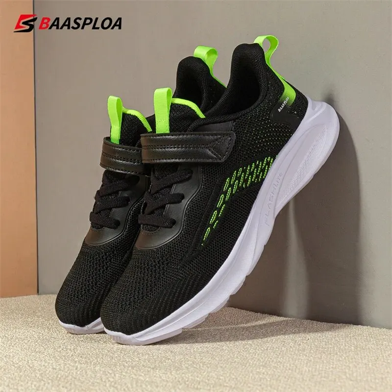 2024 Baasploa Kids Running Shoes Mesh Breathable Casual Sneakers For Boys Girls Lightweight Sport Shoes Antiskid Outdoor