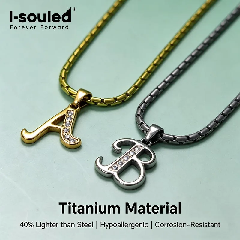 Solid Titanium Letter Pendant Necklace Lightweight Motivational Jewelry 26 Alphabet Daily Wear