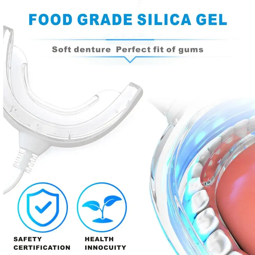 Portable Smart Cold Blue light LED Dental Bleaching System Tooth Whitener Device Dental Whitening Has 2 Gel Kit Teeth Bleaching